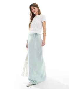 GC\X fB[X {gX XJ[g l }LV ASOS DESIGN linen blend bias maxi skirt in pistachio Pistachio