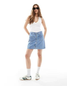�I�����[ ���f�B�[�X �{�g���X �X�J�[�g �~�j �f�j�� ONLY pocket detail denim mini skirt in light blue wash Light Blue Denim �f�j��