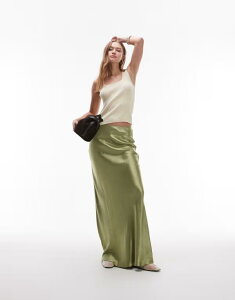 gbvVbv fB[X {gX XJ[g Te }LV Topshop satin bias maxi skirt in olive OLIVE I[u