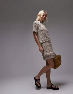 �g�b�v�V���b�v ���f�B�[�X �{�g���X �X�J�[�g �~�j �j�b�g Topshop knit crochet look mini skirt in ecru - part of a set Ecru �G�N����