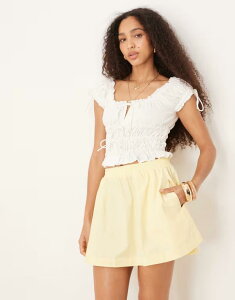�G�C�\�X ���f�B�[�X �{�g���X �X�J�[�g �~�j ASOS DESIGN circle volume mini skirt in buttermilk Buttermilk