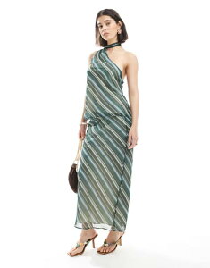�G�C�\�X ���f�B�[�X �{�g���X �X�J�[�g �V�t�H�� �}�L�V ASOS DESIGN chiffon bias cut maxi skirt stripe Green Stripe �O���[��