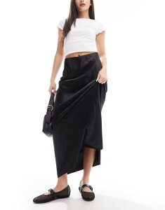 ~XZttbW fB[X {gX XJ[g Te }LV Miss Selfridge liquid satin bias maxi skirt Black ubN