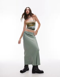 gbvVbv fB[X {gX XJ[g Te }LV Topshop satin bias maxi skirt with elastic waistband in sea Sea Blue u[