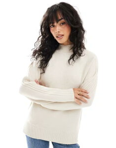 X[hxA fB[X AE^[ jbgEZ[^[ nClbN Z[^[ Threadbare high neck oversized sweater in oatmeal BEIGE x[W