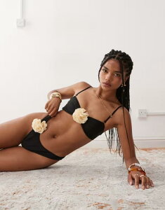 �~�X�Z���t�t���b�W ���f�B�[�X ���� �{�g���X�̂� �R���g���X�g Miss Selfridge contrast corsage bikini bottom Black �u���b�N
