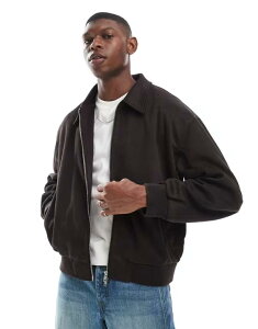 GC\X Y AE^[ WPbgEu] XG[h WPbg ASOS DESIGN boxy suedette harrington jacket BROWN uE