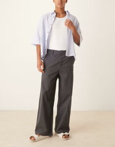 �G�C�\�X �����Y �{�g���X �J�W���A���p���c ASOS DESIGN loose chinos in charcoal CHARCOAL �`���R�[��