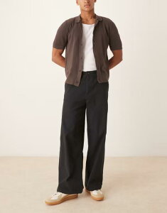 �G�C�\�X �����Y �{�g���X �J�W���A���p���c ASOS DESIGN loose chinos Black �u���b�N