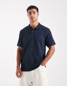 �W���b�N �A���h �W���[���Y �����Y �g�b�v�X �|���V���c Jack & Jones textured polo shirt Navy Blazer �l�C�r�[