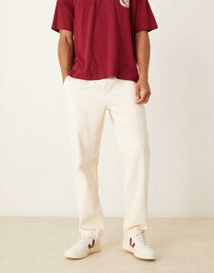 �G�C�\�X �����Y �{�g���X �J�W���A���p���c �X�g���[�g ASOS DESIGN straight leg pull on chinos in ecru ECRU �G�N����