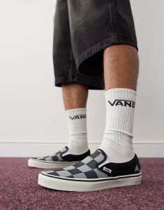 oY fB[X V[Y Xj[J[ Black Vans Classic Slip-On sneakers in gray checkerboard