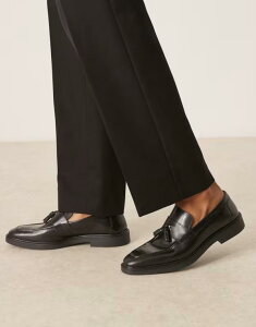 yz GC\X Y Xb|E[t@[ V[Y ASOS DESIGN loafers in black leather with angled sole Black