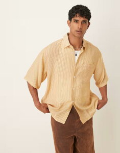 �G�C�\�X �����Y �g�b�v�X �V���c ASOS DESIGN oversized striped shirt in yellow�C�G���[