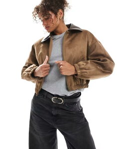GC\X fB[X AE^[ WPbgEu] XG[h WPbg ASOS DESIGN faux suede bomber jacket in mocha Brown uE