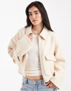 GC\X fB[X AE^[ WPbgEu] WPbg ASOS DESIGN clean formal bomber jacket in buttermilk Buttermilk