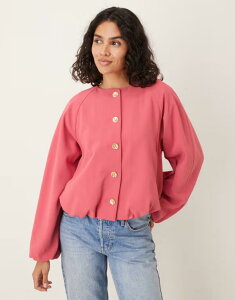 GC\X fB[X AE^[ WPbgEu] WPbg ASOS DESIGN tailored bubble hem jacket with gold button detail in berry berry S[h