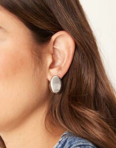 GC\X fB[X ANZT[ sAXECO ASOS DESIGN clicker stud earrings with clean oval design tone SILVER Vo[