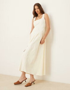 yz GC\X fB[X s[X gbvX ASOS DESIGN corset seam detail maxi dress in ivory Ivory