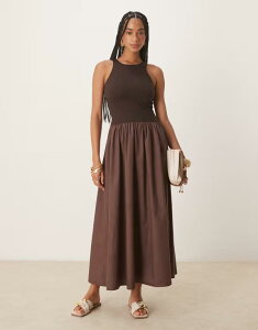 �G�C�\�X ���f�B�[�X �g�b�v�X �����s�[�X �}�L�V�����s�[�X �}�L�V ASOS DESIGN hybrid racer neck maxi dress in chocolate chocolate �`���R���[�g