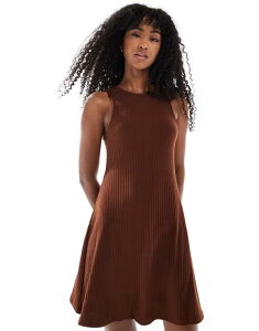 ���F�����[�_ ���f�B�[�X �g�b�v�X �����s�[�X �~�j�����s�[�X ���u �~�j Vero Moda ribbed racer mini dress in chocolate Chocolate �`���R���[�g