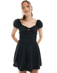 �R�b�g���I�� ���f�B�[�X �g�b�v�X �����s�[�X �I�[�v���o�b�N �~�j �R�b�g�� Cotton:On Cotton On Charlie open back mini sundress Black �u���b�N