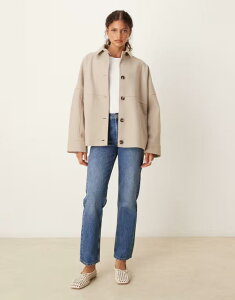 GC\X fB[X AE^[ R[g WPbg ASOS DESIGN slouchy formal harrington jacket in oatmeal Oatmeal I[g~[