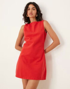 �G�C�\�X ���f�B�[�X �g�b�v�X �����s�[�X �~�j �f�j�� ASOS DESIGN denim mini shift dress in letterbox RED ���b�h