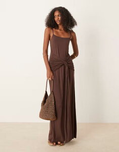 �G�C�\�X ���f�B�[�X �g�b�v�X �����s�[�X �}�L�V�����s�[�X �}�L�V ASOS DESIGN twist detail cami maxi dress in chocolate Chocolate �`���R���[�g