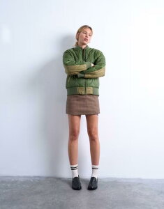 gbvVbv fB[X AE^[ WPbgEu] RgXg WPbg Topshop contrasting liner bomber jacket green O[