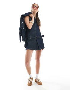 �R�b�g���I�� ���f�B�[�X �g�b�v�X �����s�[�X �~�j�����s�[�X �~�j �R�b�g�� �f�j�� Cotton:On Cotton On denim seam mini dress in shutter Shutter Blue �u���[