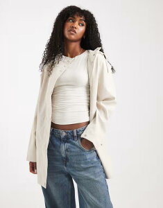 F[_ fB[X AE^[ WPbgEu] R[g WPbg Vero Moda coated rain jacket with hood in moonbeam stone Moonbeam Xg[