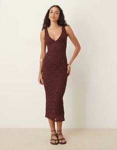 �G�C�\�X ���f�B�[�X �g�b�v�X �����s�[�X V�l�b�N �}�L�V�����s�[�X ���[�X �}�L�V ASOS DESIGN lace v neck maxi dress in chocolate Chocolate �`���R���[�g