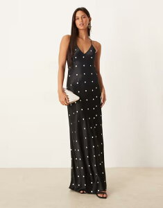 �G�C�\�X ���f�B�[�X �g�b�v�X �����s�[�X �}�L�V�����s�[�X �h�b�g �T�e�� �}�L�V ASOS DESIGN satin seam detail maxi dress in polka dots Polka Dot �h�b�g