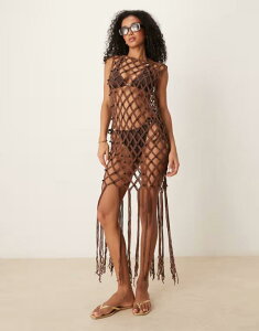 �G�C�\�X ���f�B�[�X �g�b�v�X �����s�[�X �~�j�����s�[�X �~�j �m�[�X���[�u ASOS DESIGN sleeveless stitched mini dress with beads in chocolate Chocolate �`���R���[�g
