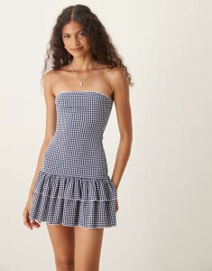 ���[�e�� ���f�B�[�X �g�b�v�X �����s�[�X �M���K���`�F�b�N �M���K�� Motel sitav gingham bandeau dress NAVY �l�C�r�[