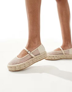 O}X fB[X V[Y Xb|E[t@[ bV Glamorous mary jane espadrilles in cream mesh CREAM N[
