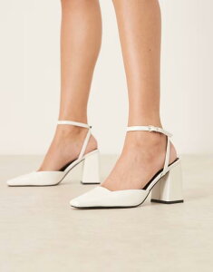 Ch fB[X V[Y q[ RAID Cordeliya block heel slingback shoes PU WHITE PU zCg
