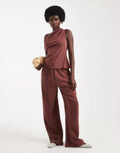 �G�C�\�X ���f�B�[�X �{�g���X �J�W���A���p���c �X�g���[�g �p���c ASOS DESIGN tie waist straight leg pants - part of a set TBC