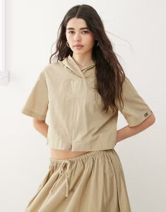 R[W fB[X gbvX Vc COLLUSION hooded zip front shirt in stone - part of a set TAN ^