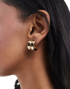 yz s[V[Y fB[X sAXECO ANZT[ Pieces chunky double hoop earrings in gold Gold