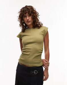 �g�b�v�V���b�v ���f�B�[�X �g�b�v�X �x�X�g Topshop cinch waist structured top in light khaki Light khaki �J�[�L