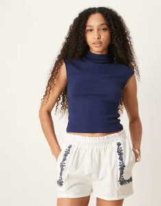 GC\X fB[X gbvX xXg ASOS DESIGN textured knit grown-on neck tank in navy