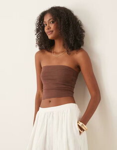 �G�C�\�X ���f�B�[�X �g�b�v�X �x�X�g �N���b�v�h ASOS DESIGN ultimate cropped bandeau top in chocolate Chocolate �`���R���[�g
