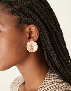 yz GC\X fB[X sAXECO ANZT[ ASOS DESIGN large stud earrings with clean circle design in brushed gold tone BRONZE