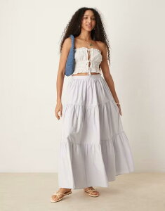 �G�C�\�X ���f�B�[�X �{�g���X �X�J�[�g �e�B�A�[�h �}�L�V ASOS DESIGN tiered boho maxi skirt in washed Washed blue �u���[