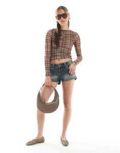 yz RbgI fB[X n[tpcEV[c {gX Cotton On low rise micro denim shorts in rusty blue RUSTY BLUE