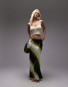 gbvVbv fB[X {gX XJ[g Te }LV Topshop satin bias maxi skirt in lime ombre stripe Lime C