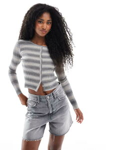 RbgI fB[X AE^[ J[fBK Cotton:On Cotton On everfine rib knit cardigan in gray spacedye Gray space dye