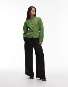 �g�b�v�V���b�v ���f�B�[�X �A�E�^�[ �W���P�b�g�E�u���]�� �u���U�[ Topshop ovoid sleeve blazer top green �O���[��